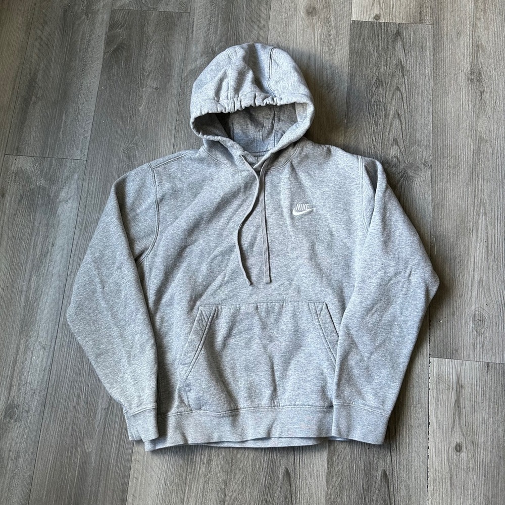 Nike Grey Hoodie Pullover Small Swoosh Kangaroo Pocket